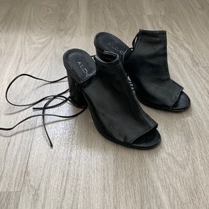 ALDO Black Faux Leather Heel Sandals